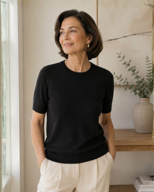Women's Silk Cashmere Crew Neck T Shirt - image 4
