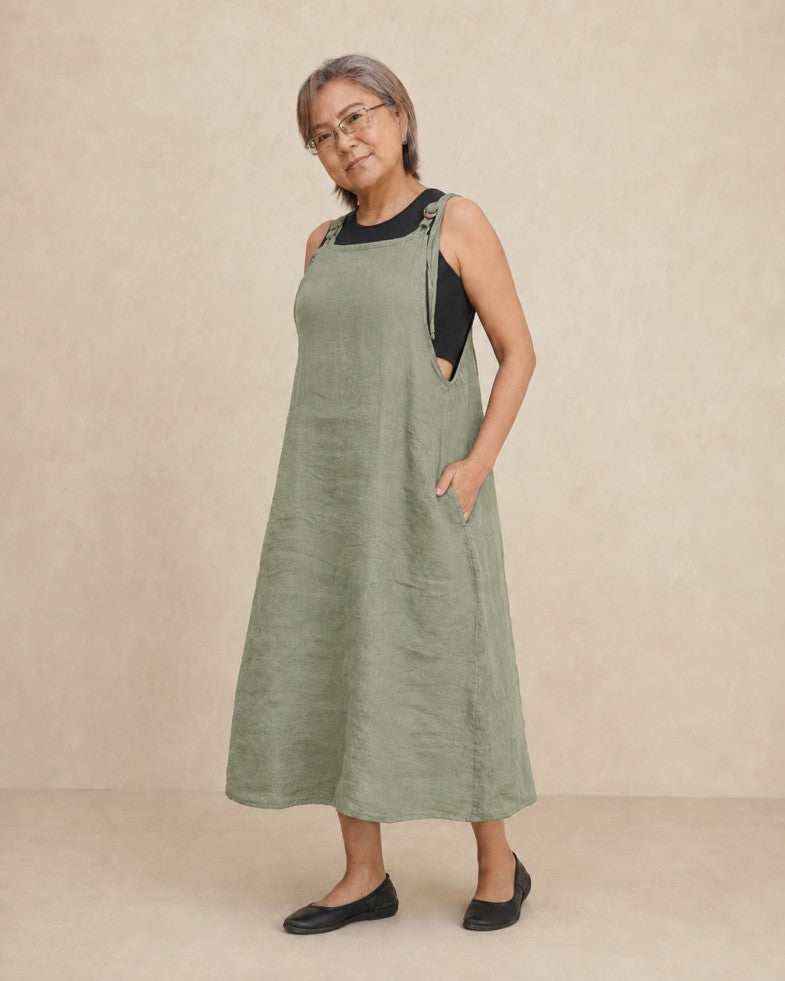 Dungaree Linen Dress