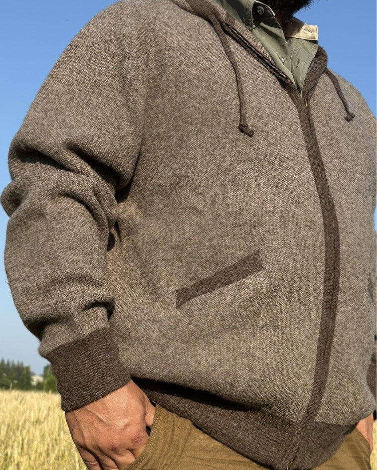 Mongolian Men’s Khangai Wool Zip-Up Hoodie