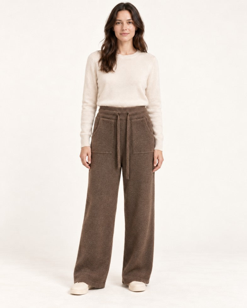 Mongolian Yak Down Wide-Leg Pants