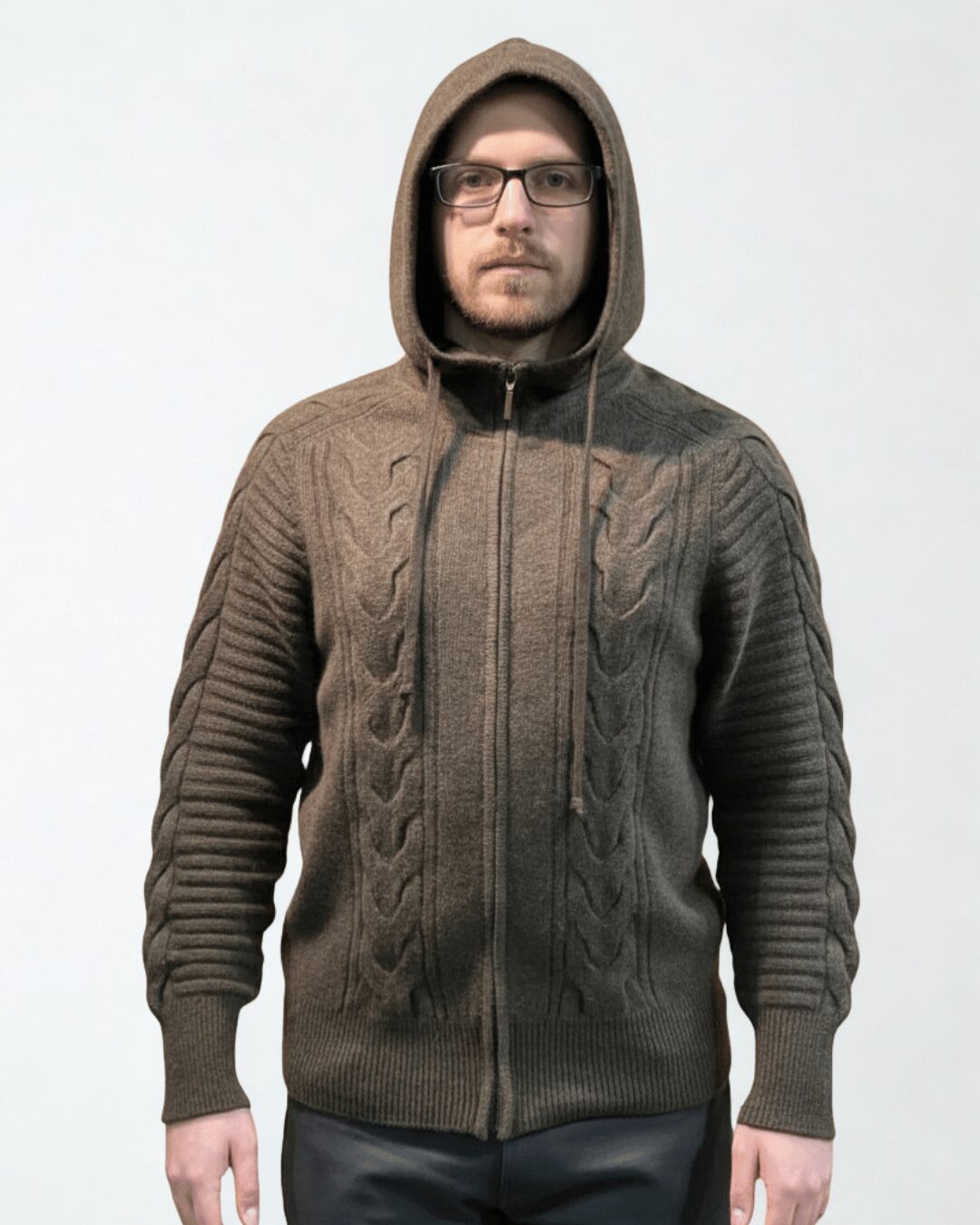 Men's Yak Down Full-Zip Cable Hoodie