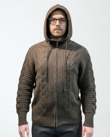 Men's Yak Down Full-Zip Cable Hoodie