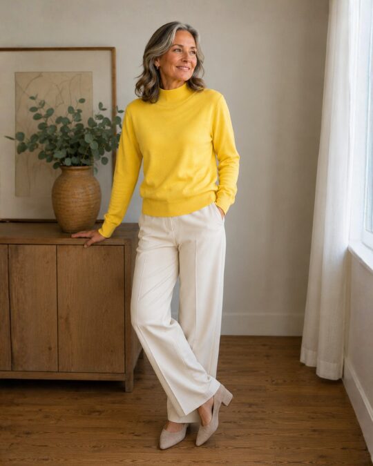 Women's Silk Cashmere Mock Neck Sweater - image 3