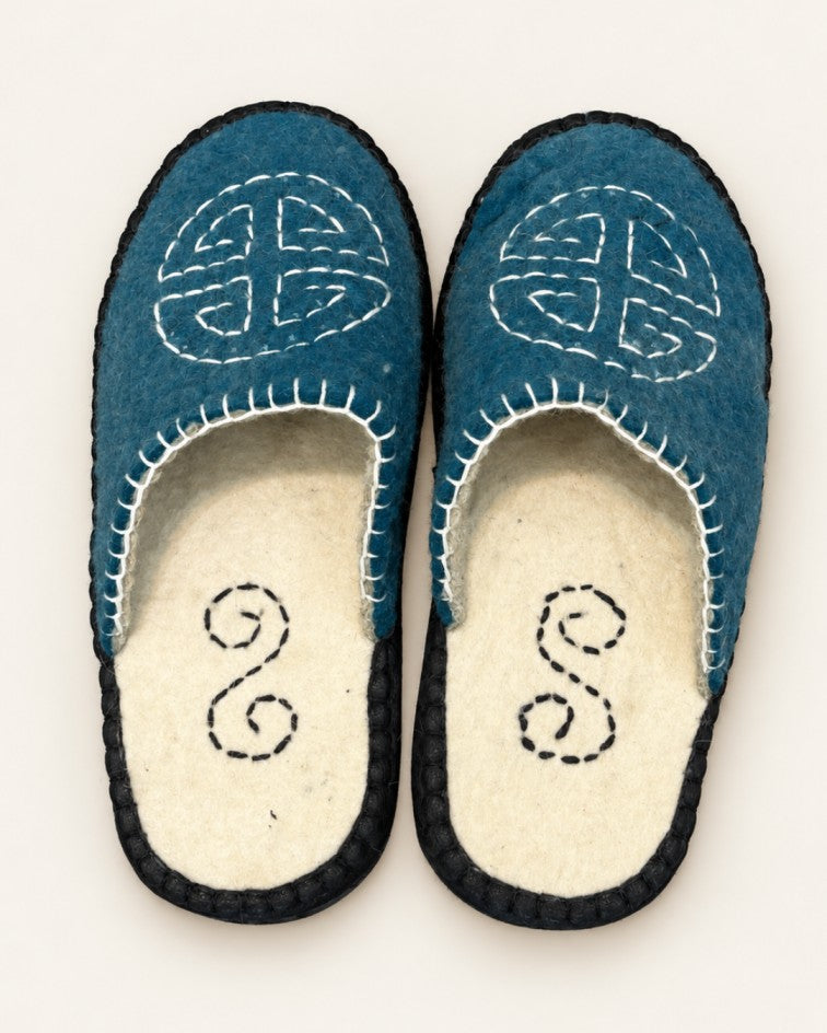 Handmade Mongolian Felted Wool Slippers