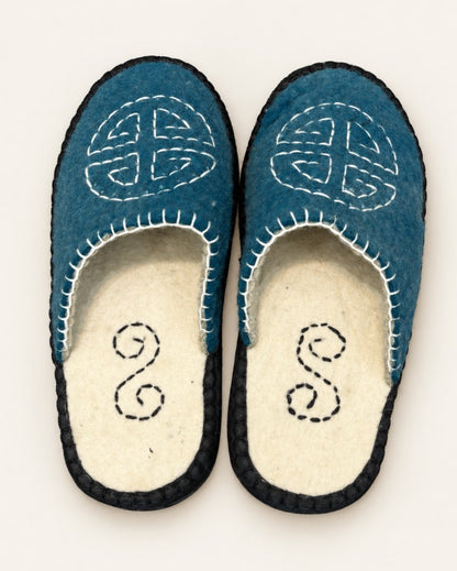 Handmade Mongolian Felted Wool Slippers