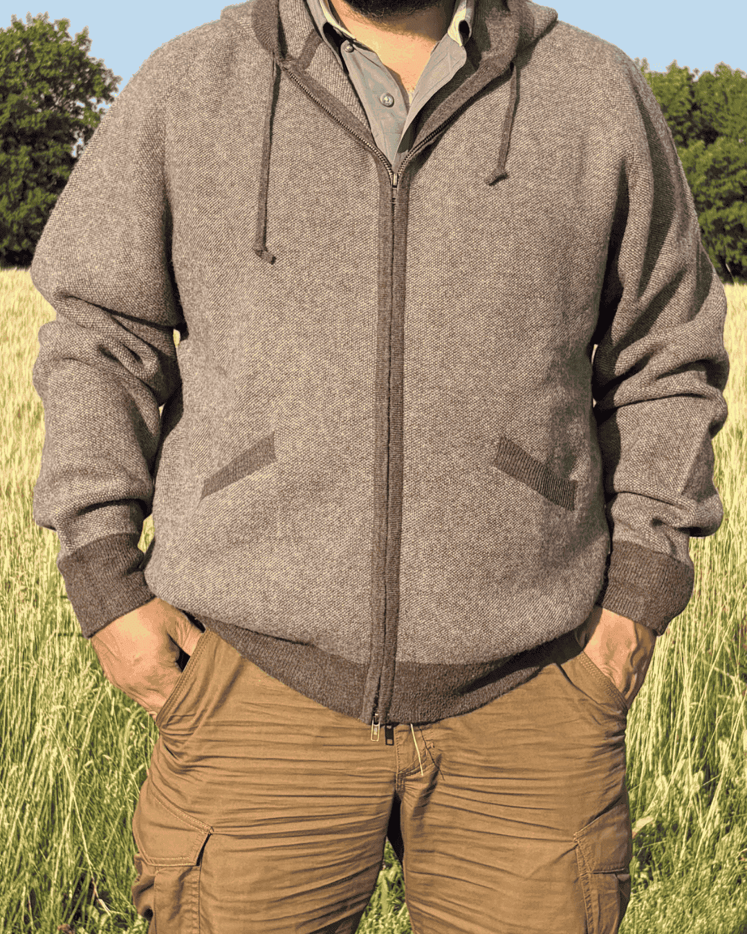Mongolian Men’s Khangai Wool Zip-Up Hoodie