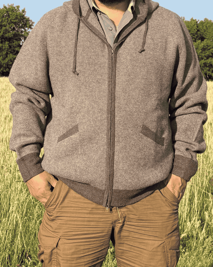 Mongolian Men’s Khangai Wool Zip-Up Hoodie