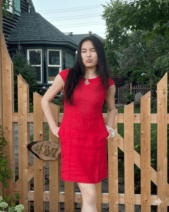Linen Dress With Back Panel & Metal Ring - image 3