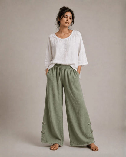Linen Ease Wide-Leg Pants