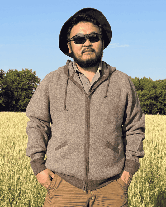 Sweat à capuche zippé Khangai en laine de Mongolie pour homme
