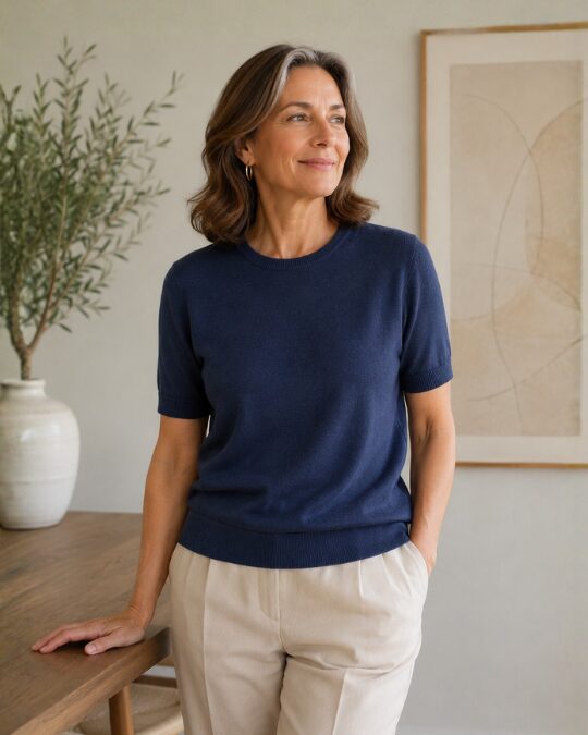 Women's Silk Cashmere Crew Neck T Shirt - image 3