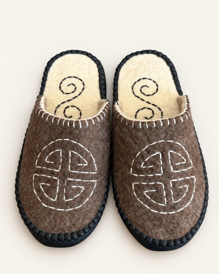Handmade Mongolian Felted Wool Slippers
