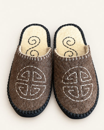 Handmade Mongolian Felted Wool Slippers