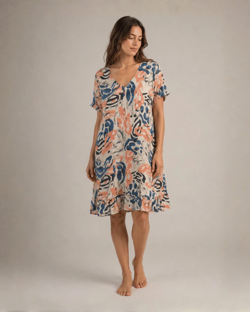 Abstract Cotton Dress Made in Italy