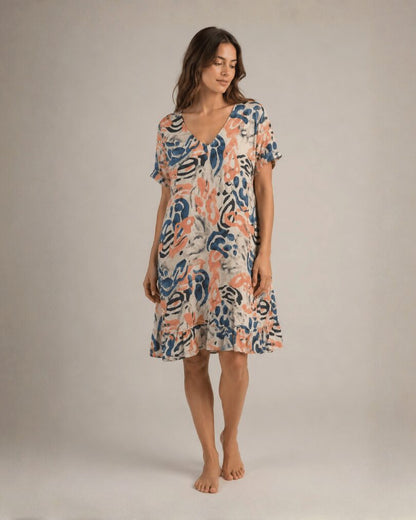Abstract Cotton Dress Made in Italy