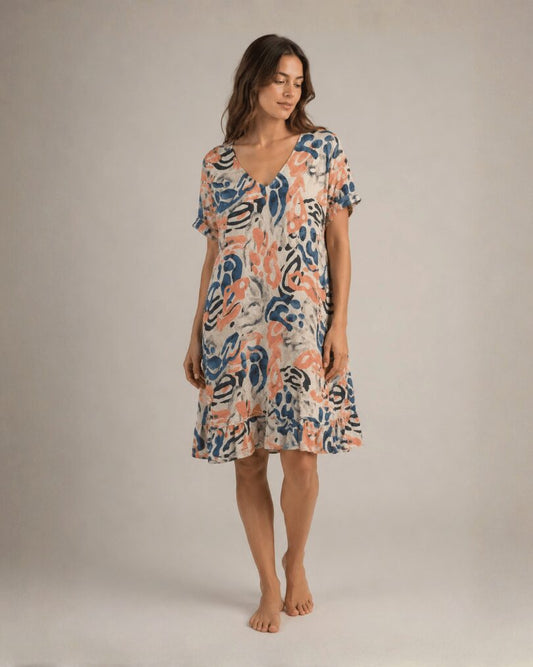 Abstract Cotton Dress Made in Italy