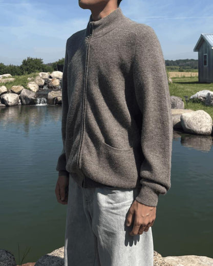 Men’s Mongolian Khangai Sheep Wool Zip Cardigan