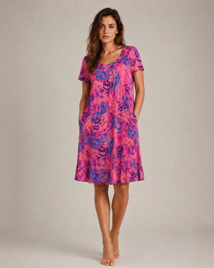 Abstract Cotton Dress Made in Italy - image 3