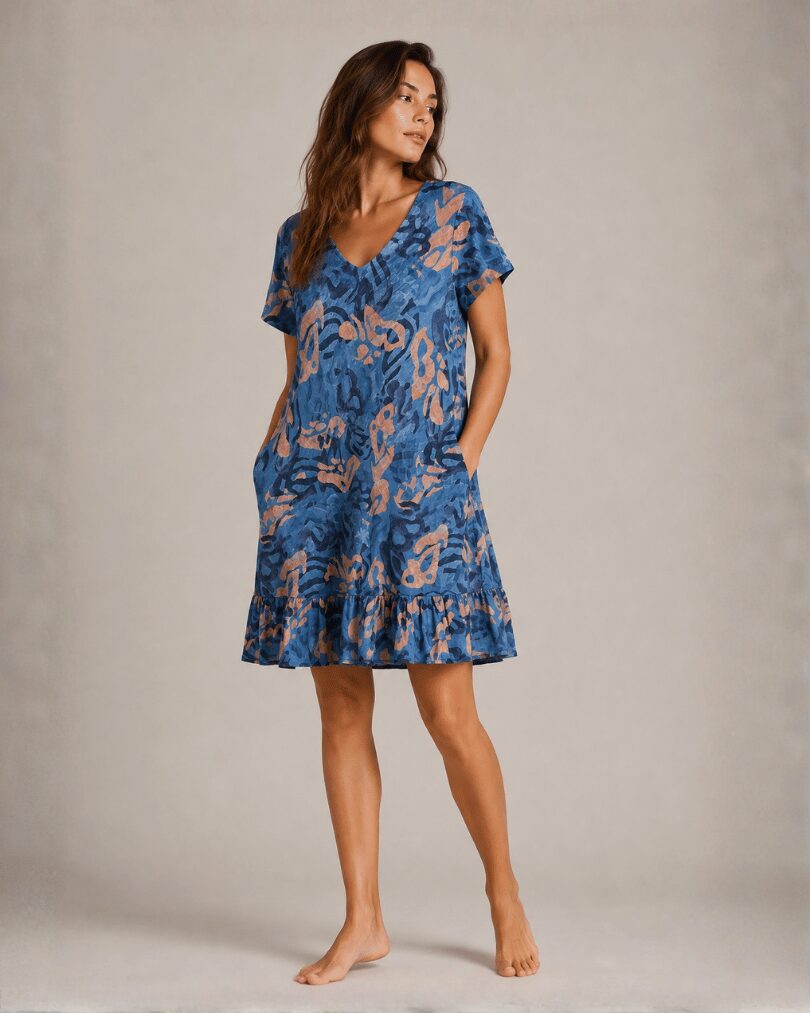 Abstract Cotton Dress Made in Italy - image 2
