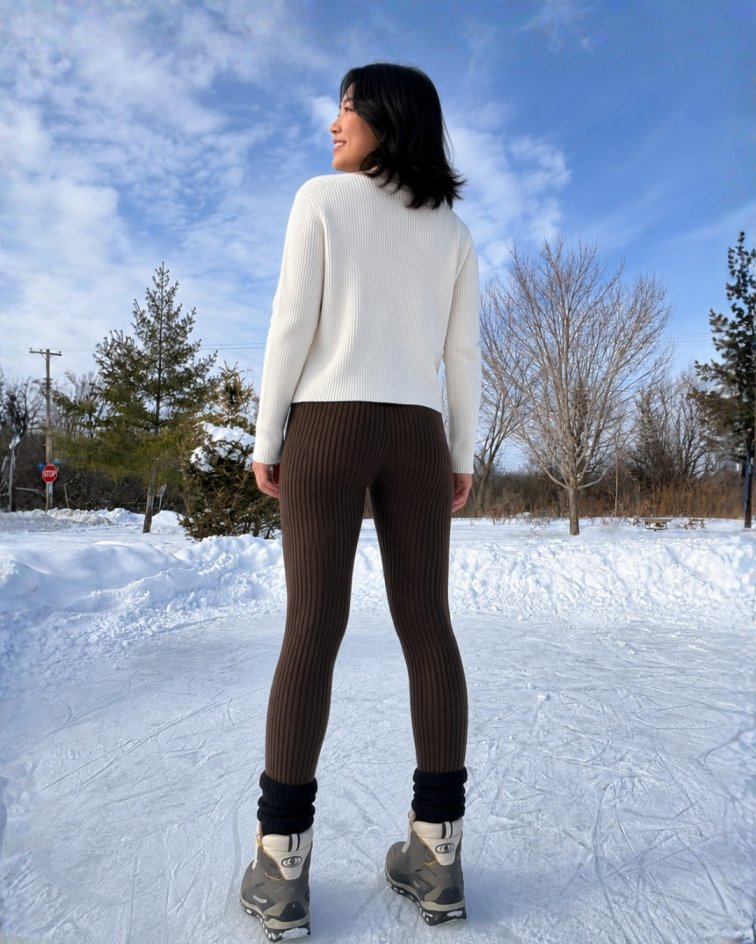 Mongolian Yak Down Ribbed Leggings - image 3