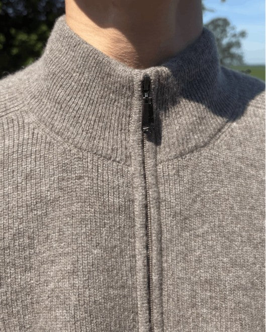 Men’s Mongolian Khangai Sheep Wool Zip Cardigan