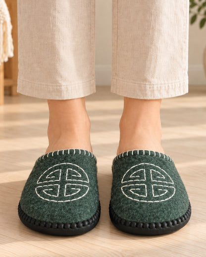 Handmade Mongolian Felted Wool Slippers