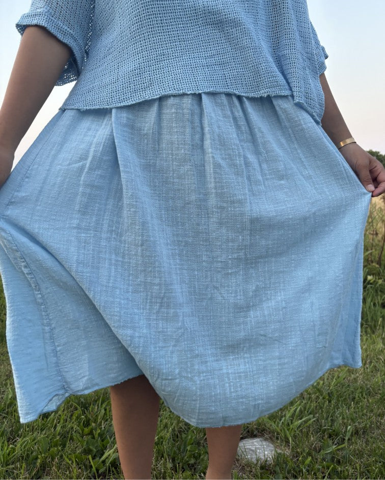 Women’s Italian Cotton Two-Piece Top & Skirt Set