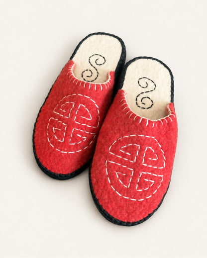 Handmade Mongolian Felted Wool Slippers