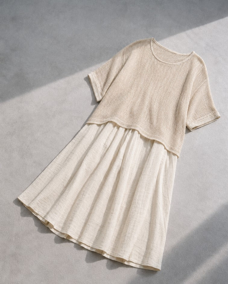 Ensemble deux pièces robe et jupe en coton italien pour femme