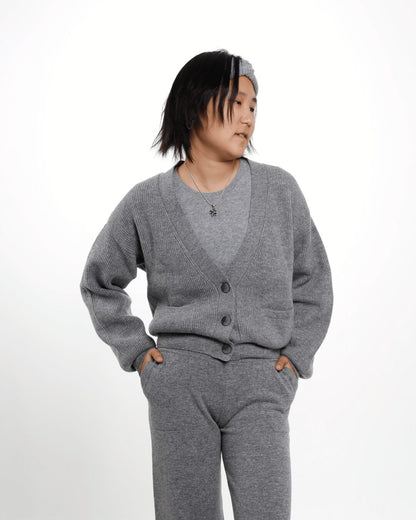 Merino Wool V-Neck Cardigan.