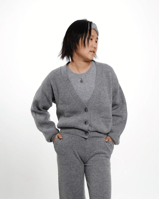 Merino Wool V-Neck Cardigan.