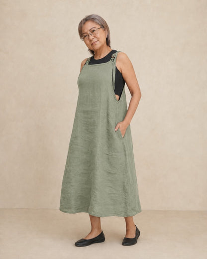Dungaree Linen Dress