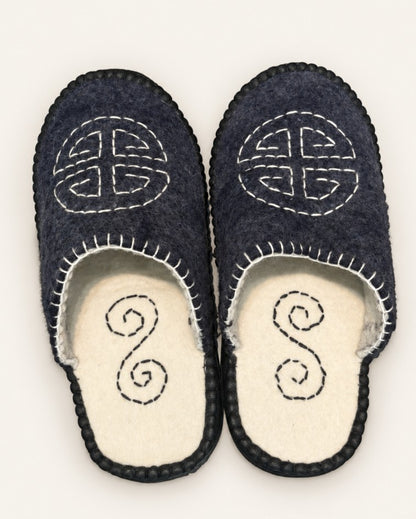 Handmade Mongolian Felted Wool Slippers