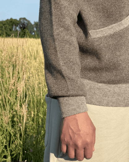 Mongolian Men's Sheep Wool Zip Cardigan