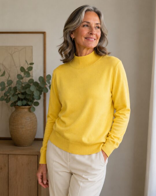Women's Silk Cashmere Mock Neck Sweater - image 2