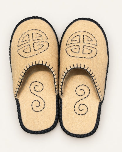 Handmade Mongolian Felted Wool Slippers