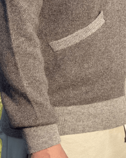 Mongolian Men's Sheep Wool Zip Cardigan