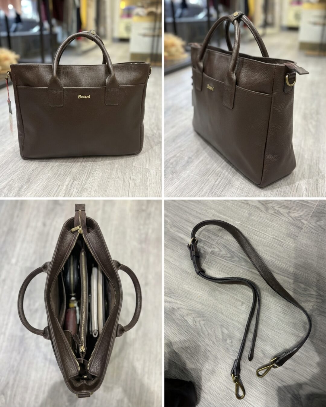 Besud Executive Leather Briefcase Tote