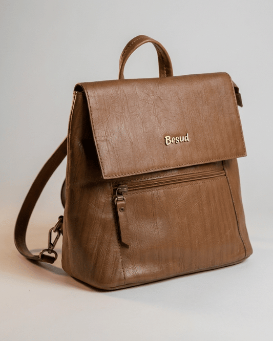 Chest Brown Convertible Leather Backpack Satchel.