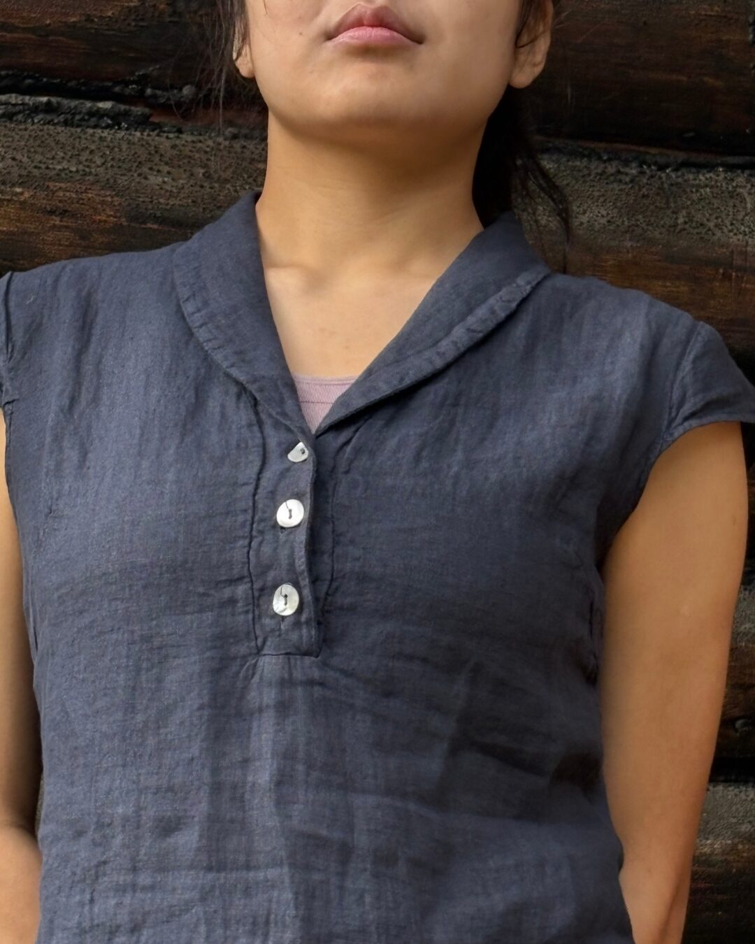 Romantic 3 Button Linen Dress - image 3