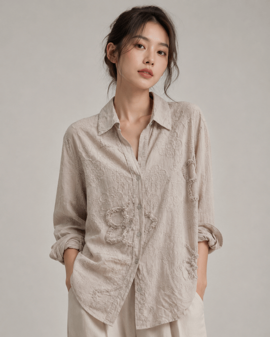 Flower Embroidered Blouse