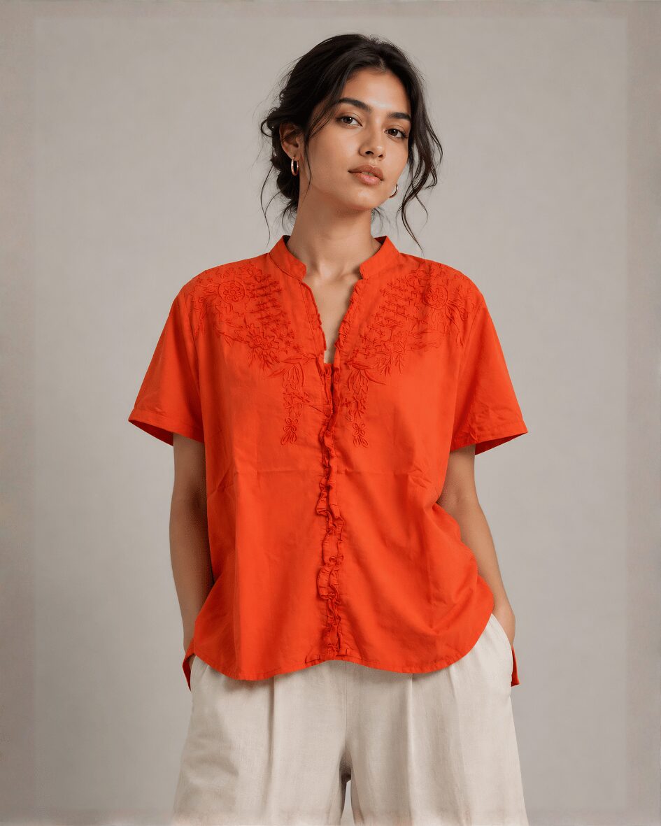 Button Down Embroidered Boho