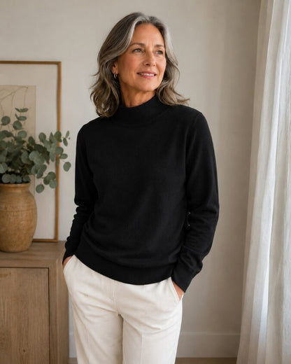 Women's Silk Cashmere Mock Neck Sweater - image 6