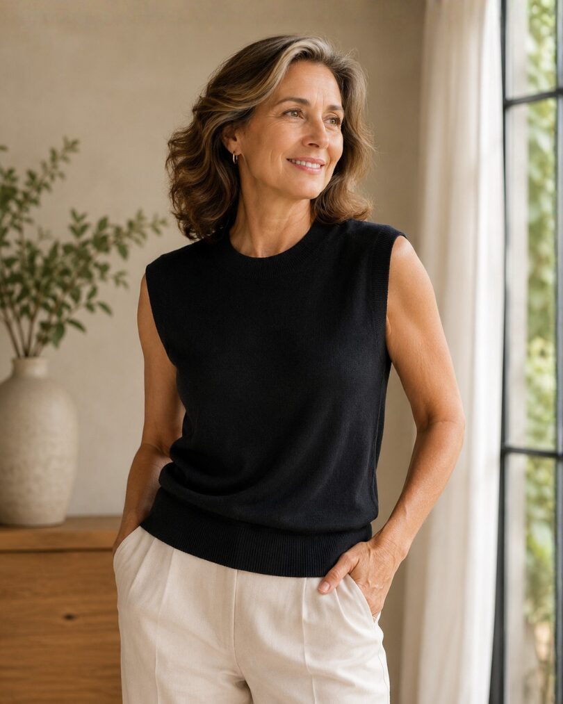 Silk Cashmere Sleeveless Crew Neck - image 3