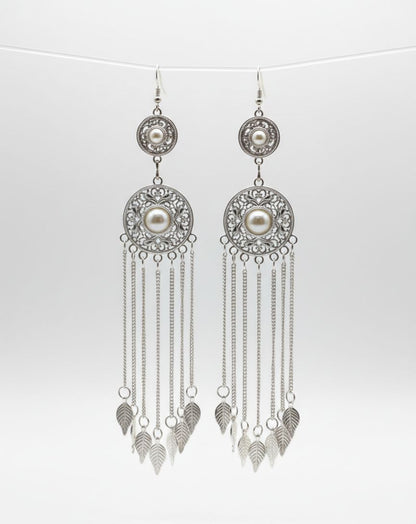 Traditional Mongolian Filigree Tassel Earrings - image 2