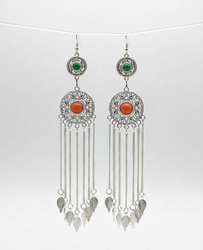 Traditional Mongolian Filigree Tassel Earrings - image 3