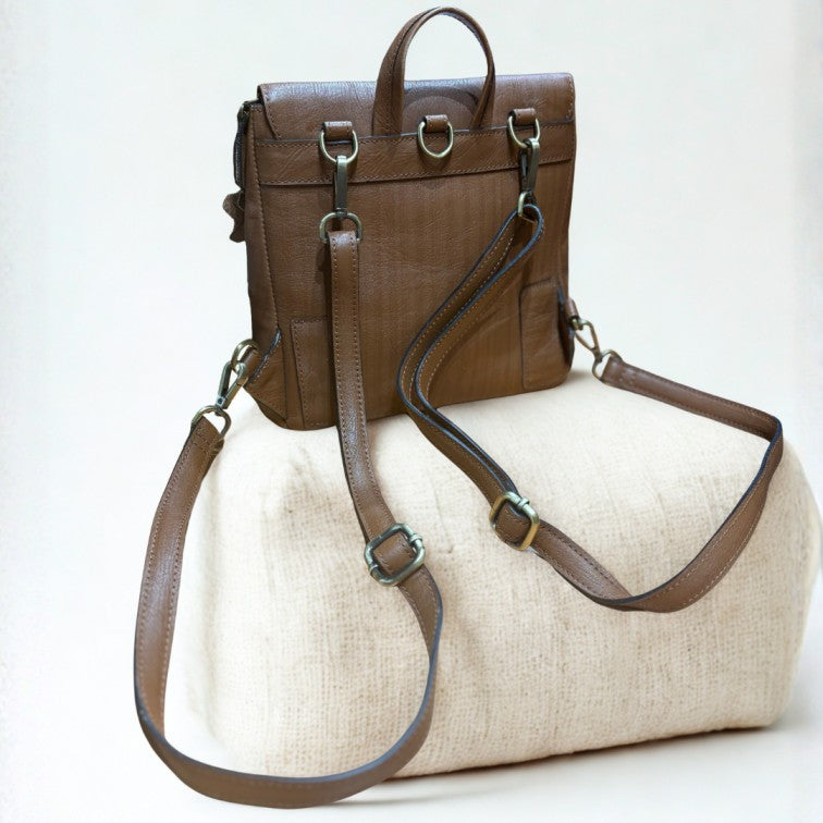 Chest Brown Convertible Leather Backpack Satchel. - image 5