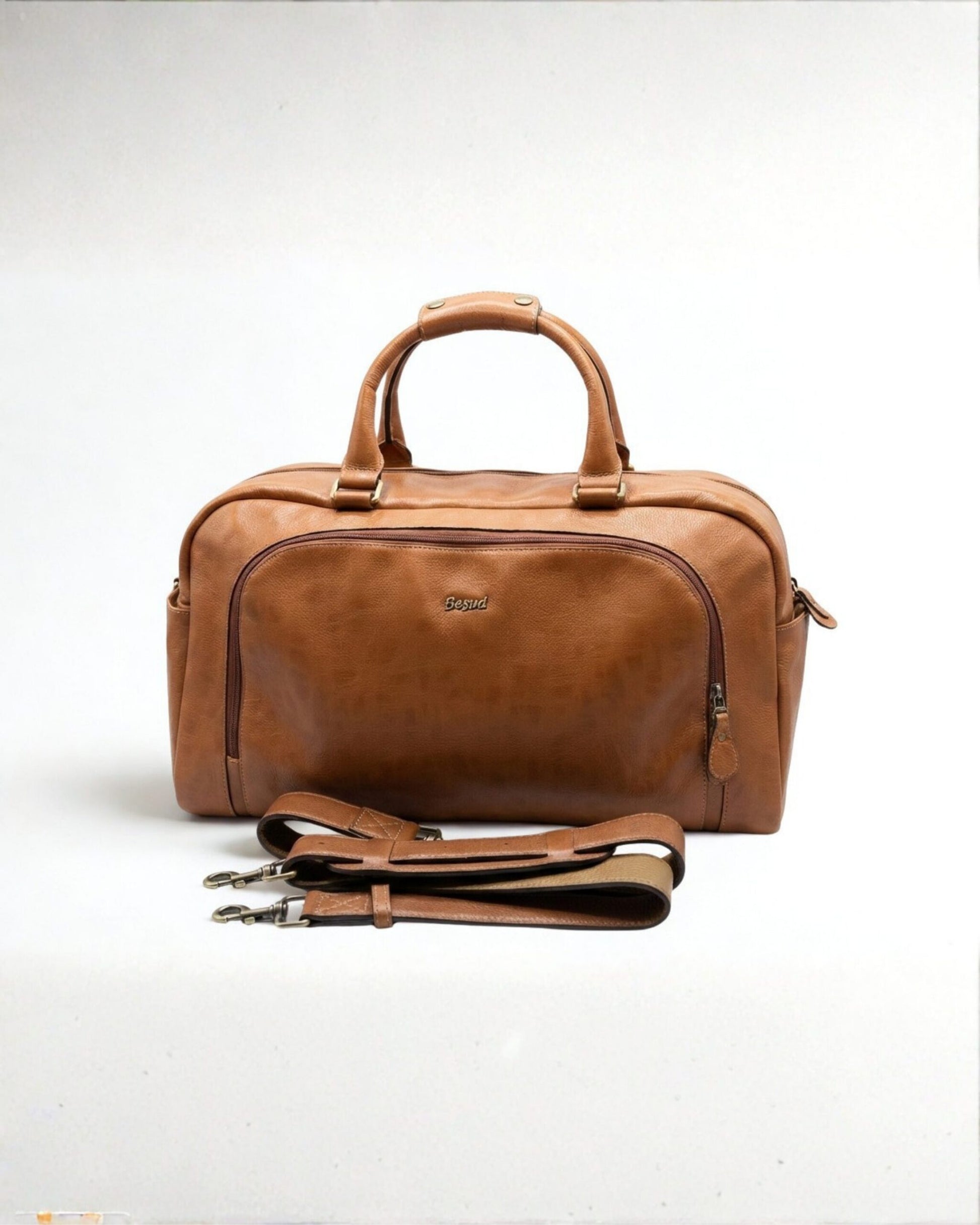 Handcrafted Mongolian Leather Duffel Bag