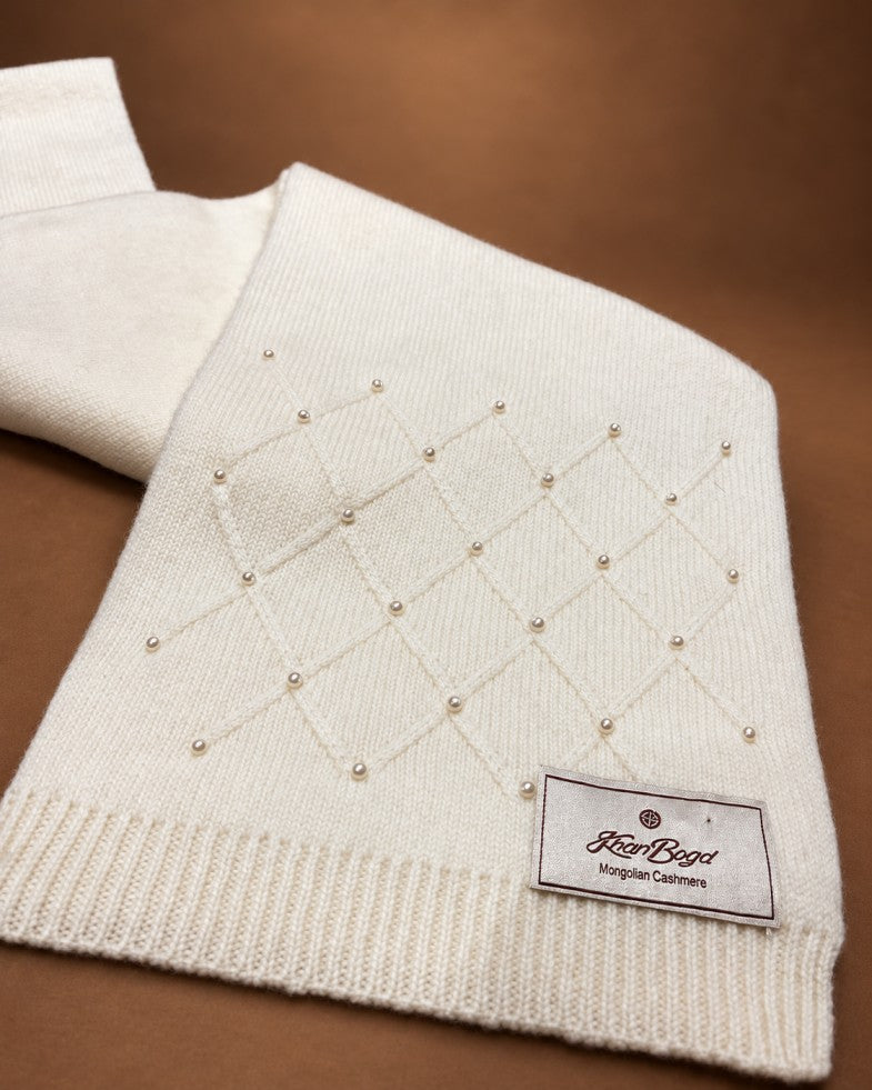 Women's Pearl-Embellished Cashmere Scarf