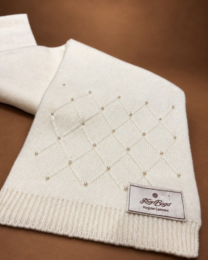 Women's Pearl-Embellished Cashmere Scarf